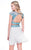 Shail K - Two Piece Bejeweled Cap Sleeve Bateau Neck Cocktail Dress 1104 In White and Blue
