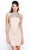 Shail K - Bead Embellished Halter Neck Short Column Dress 1111  In Neutral and Gray