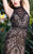 Shail K - High Neck Embroidered Cocktail Dress 1112 In Black and Neutral