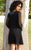 Shail K - Quarter Length Sleeve with Lace-up Detail Cocktail Dress 1114 In Black and Multi-Color