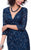 Shail K - Shimmering Quarter Sleeve Sequined Mini Dress 3122 In Blue