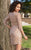 Shail K - Shimmering Quarter Sleeve Sequined Mini Dress 3122  In Gold and Neutral