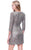Shail K - Shimmering Quarter Sleeve Sequined Mini Dress 3122  In Silver