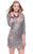 Shail K - Shimmering Quarter Sleeve Sequined Mini Dress 3122  In Silver