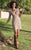 Shail K - Shimmering Quarter Sleeve Sequined Mini Dress 3122  In Gold and Neutral