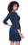 Shail K - Shimmering Quarter Sleeve Sequined Mini Dress 3122 In Blue