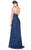 Shail K - Glistening Strapless Evening Gown with Side Slit 3133 in Blue