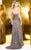 Shail K - Brilliantly Sequined Sweetheart Sheath Silk Gown 3158 In Gray