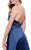 Shail K - Luminously Halter A-Line Satin Cocktail Dress 4015  In Blue