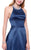 Shail K - Luminously Halter A-Line Satin Cocktail Dress 4015  In Blue