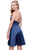 Shail K - Luminously Halter A-Line Satin Cocktail Dress 4015 In Blue