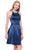 Shail K - Luminously Halter A-Line Satin Cocktail Dress 4015 In Blue