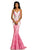 Johnathan Kayne - 7250 Floral Print Sweetheart Mermaid Dress in White and Pink