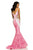 Johnathan Kayne - 7250 Floral Print Sweetheart Mermaid Dress in White and Pink
