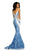 Johnathan Kayne - 7250 Floral Print Sweetheart Mermaid Dress in White and Blue