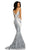 Johnathan Kayne - 7250 Floral Print Sweetheart Mermaid Dress in White and Silver