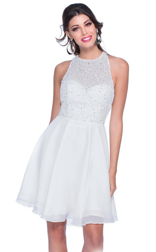 Shail K - Embellished Cocktail Dress 4020 in White