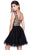 Shail K - Sheer Embroidered Short Tulle Dress 4022 in Black