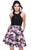 Shail K - 4023 Two Piece Lace Floral Skirt with Criss Cross Back In Black and Print
