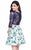 Shail K - Two Piece Lace Top and Floral Skirt Dress 4024 in Blue and Floral