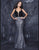 Nina Canacci - Deep V Neck Trumpet Dress in Black and Silver