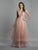 Dave & Johnny - A7255 Beaded Deep V-neck Tiered A-line Dress In Pink