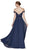 Cinderella Divine - Flowy Chiffon Lace Embellished A-Line Gown 7258 In Blue