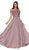 Cinderella Divine - 7258 Flowy Chiffon Lace Embellished A-Line Gown In Brown