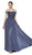 Cinderella Divine - 7258 Flowy Chiffon Lace Embellished A-Line Gown In Gray