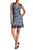 Elie Tahari - E40F9617 Floral Printed Crochet A-line Dress In Blue and Black