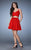 La Femme - 23469 Chiffon V-neck A-line Dress In Red