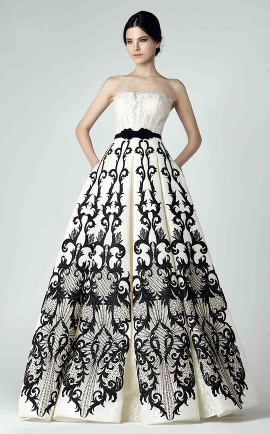 Strapless Printed Long Gown 2905