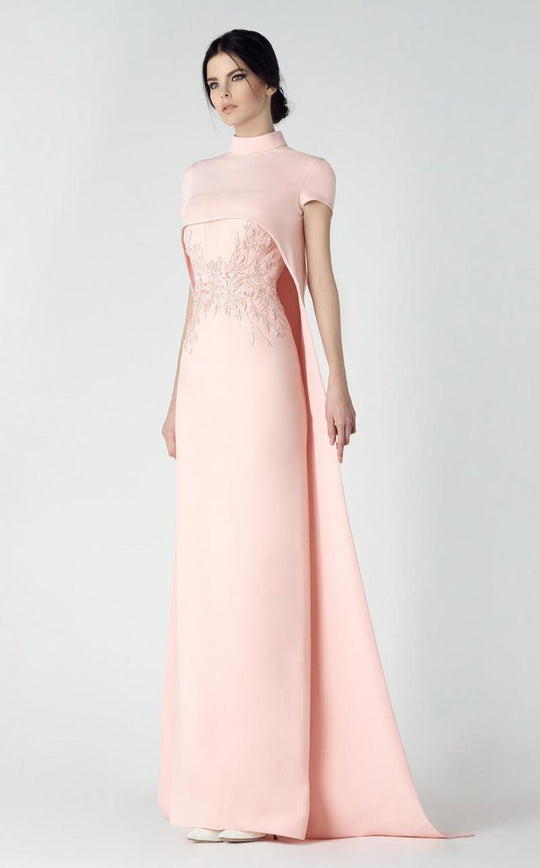 Embroidered Cape Gown  2915