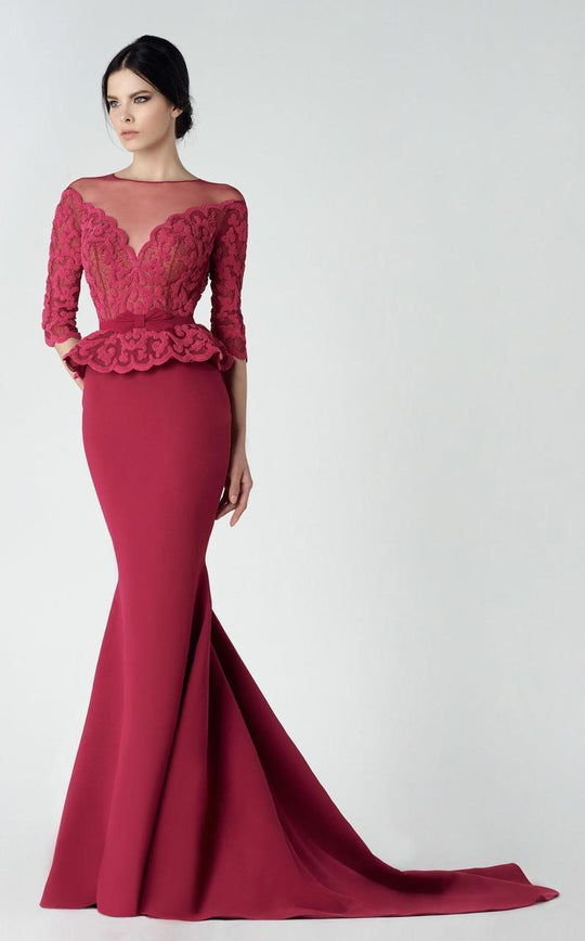 Illusion Jewel Neck Mermaid Gown 2920