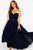 72755 Tea Length Strapless Ruched Bodice Chiffon Dress