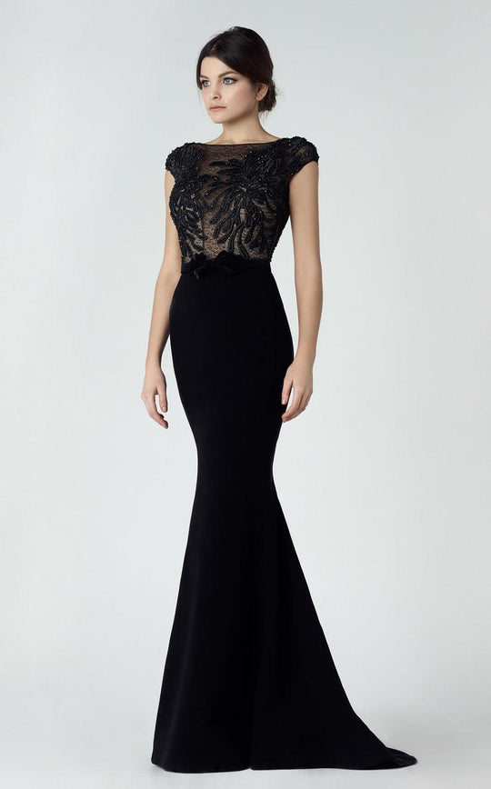 Embroidered Illusion Bateau Neck Gown 2938