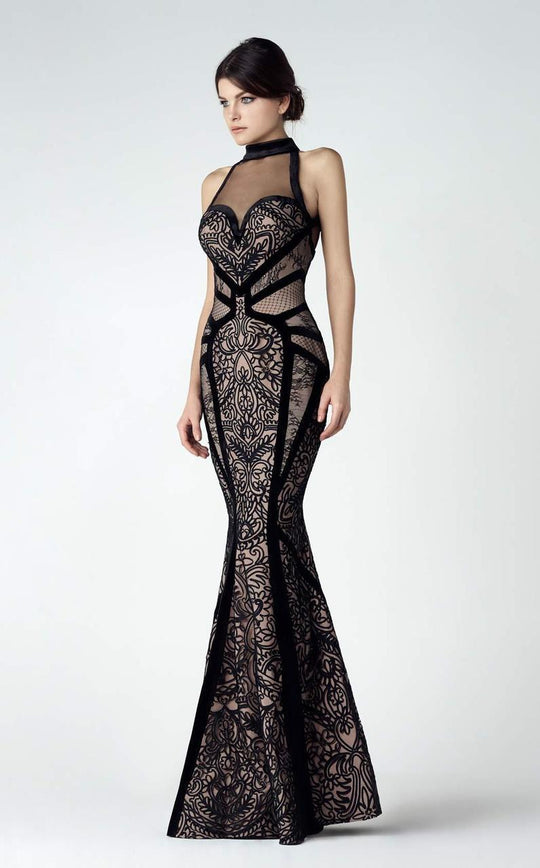 Embellished High Halter Neck Gown 2942