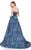 Terani Couture - Strapless Floral Print Ball Gown 1621E1500 In Blue