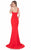Terani Couture - Lustrous One Shoulder Straight Neck Column Gown 1621E1508 in Red