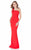 Terani Couture - Lustrous One Shoulder Straight Neck Column Gown 1621E1508 in Red