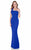 Terani Couture - Lustrous One Shoulder Straight Neck Column Gown 1621E1508 in Blue