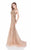 Terani Couture - Embellished Metallic Fishnet Mermaid Gown 1621GL1886 In Brown and Neutral