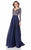Terani Couture - Delicate Scallop Motif A-Line Gown 1621M1715 In Blue and Neutral