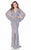 Terani Couture - Minimalist Metallic Knit V-Neck Column Gown 1621M1729 In Neutral