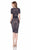 Terani Couture - High Neck Short Sleeve Two-Piece Lace Cocktail Dress 1622C1330 In Blue and Neutral