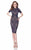 Terani Couture - High Neck Short Sleeve Two-Piece Lace Cocktail Dress 1622C1330 In Blue and Neutral