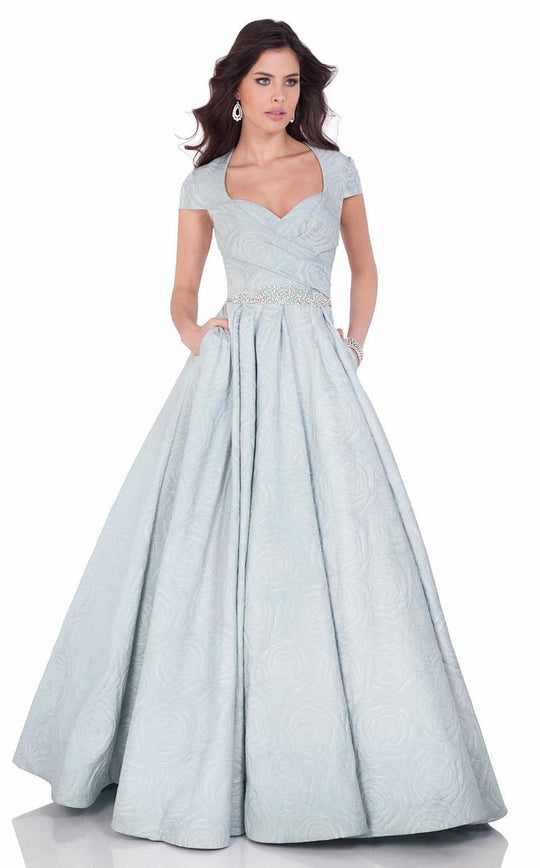 Terani Couture - Chic Crisscross Draped Brocade Gown 1622E1550 In Green