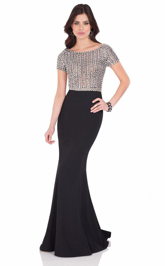 Terani Couture - Glistening Crystal Bateau Mermaid Gown 1622E1554 In Black