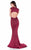 Terani Couture - Plunging V-neck Crepe Satin Evening Gown 1622E1563 In Red