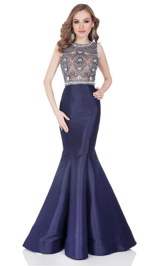 Terani Couture - 1622E1566 Beaded Mermaid Evening Gown in Blue